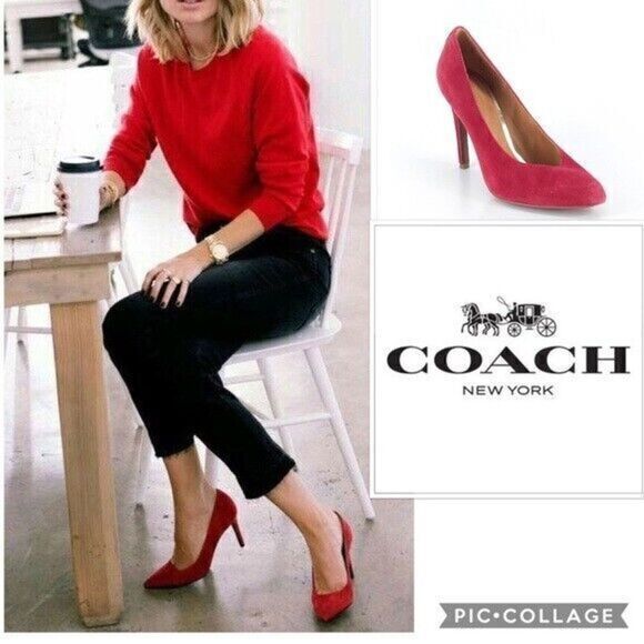Coach Shoes - Coach Urban Women's Size 6 Red Suede Classic Pump Heels